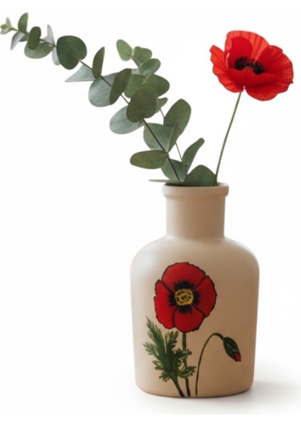 Gelincik Desenli El Boyaması Mini Vazo 10 cm x 6,5 cm fiyatları