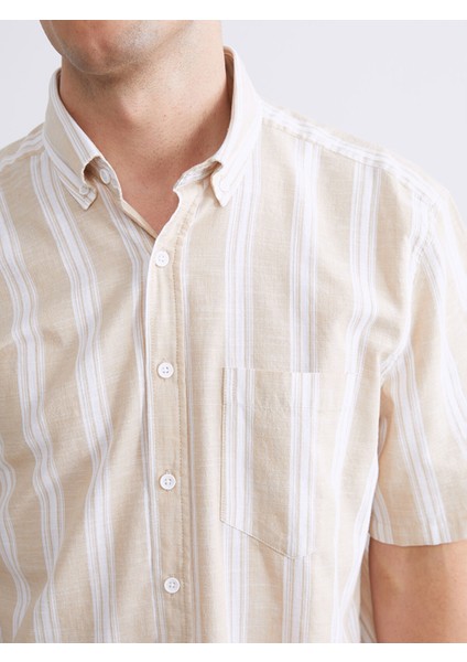 Yeni Sezon Regular Fit Kısa Kollu Çizgili Erkek Gömlek modelleri