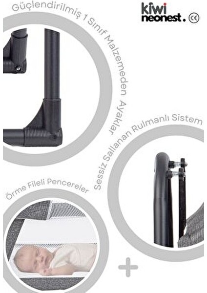 Neonest Anne Yanı Cibinlikli ve Tenteli, Sallanır. Keten , Portatif Sepet Beşik modelleri