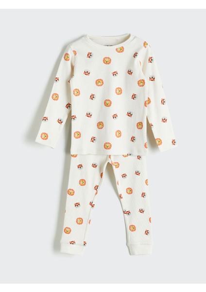 Yeni Sezon Bisiklet Yaka Baskılı Erkek Bebek Pijama Takımı