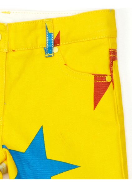 Çok Renkli Yıldız Desenli Kız Çocuk Şort modelleri