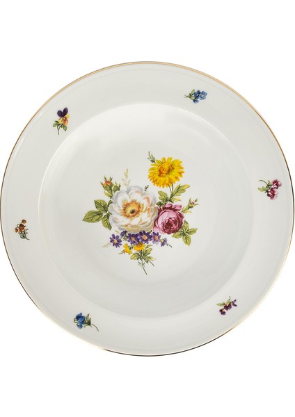 Alt Furstenberg Bunte Blume Porselen Çukur Tabak 23 cm