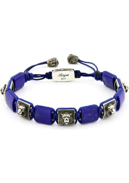 Lion 3D Fleur De Lis Erkek Gümüş Bileklik