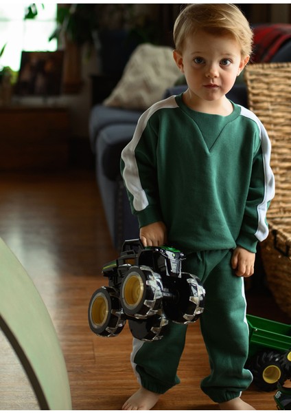 Kontrast Yeşil Sweatshirt Pantolon Unisex Bebek Ikili Set indirimleri