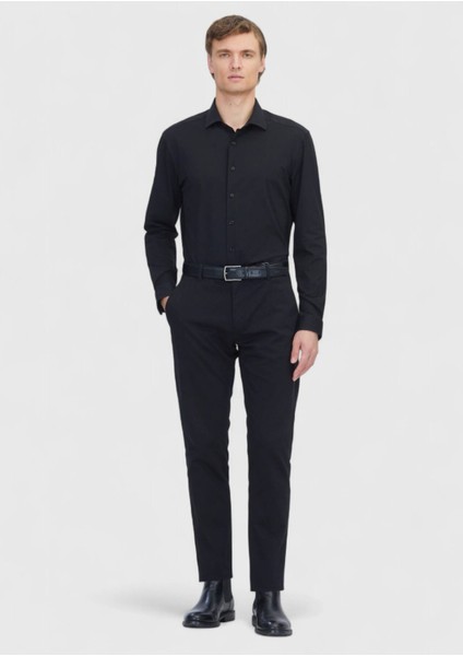 Siyah Düz Regular Fit Casual Pamuk Karışımlı Gömlek fiyatları