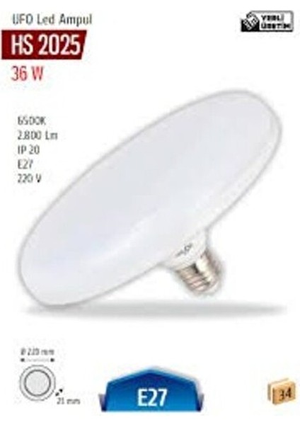 : 36W E27 Ufo LED Ampul, Beyaz Işık (Hs 2025) fiyatları