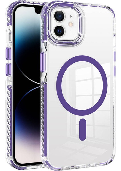 Apple iPhone 11 Kılıf Magsafe Şarj Özellikli Airbagli Takılabilir Askı Aparatlı N7TH Nana Kapak-Mor