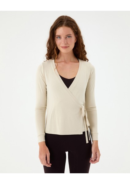 Krema Anvelop Bağlamalı Bluz