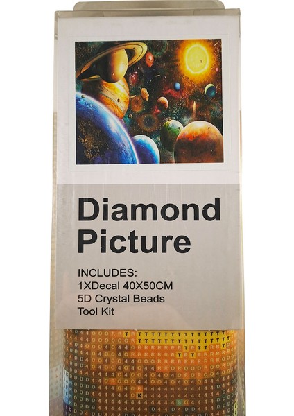 5d Elmas Taş Işleme Kiti 40X50 cm Gezegenler Desen