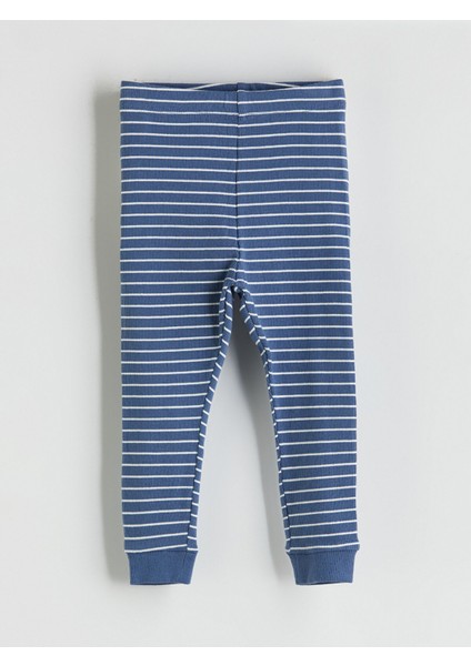 Yeni Sezon Bisiklet Yaka Uzun Kollu Çizgili Erkek Bebek Pijama Takımı indirimleri