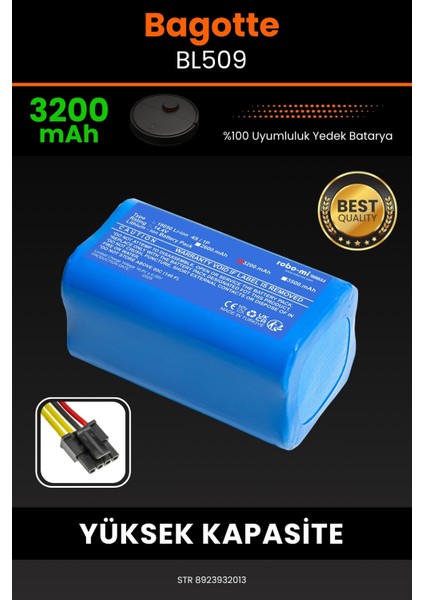 Bagotte BL509 3200MAH Robot Süpürge Bataryası - Sertifikalı Güvenlik, Gerçek Kapasite