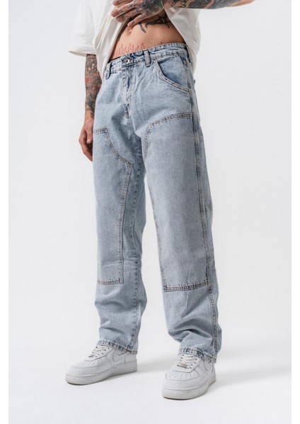Erkek Parça Detaylı Baggy Jean A.mavi indirimleri