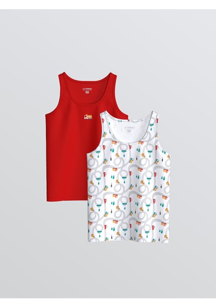 Yeni Sezon Bisiklet Yaka Baskılı Erkek Çocuk Atlet 2'li