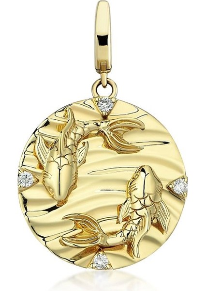 Balık Burcu Pırlanta Taşlı 14 Ayar Altın Kadın Kolye Ucu