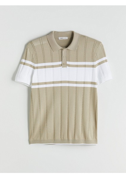 Yeni Sezon Polo Yaka Kısa Kollu Çizgili Erkek Triko Kazak indirimleri