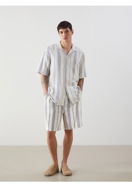 Yeni Sezon Standart Kalıp Çizgili Erkek Şort