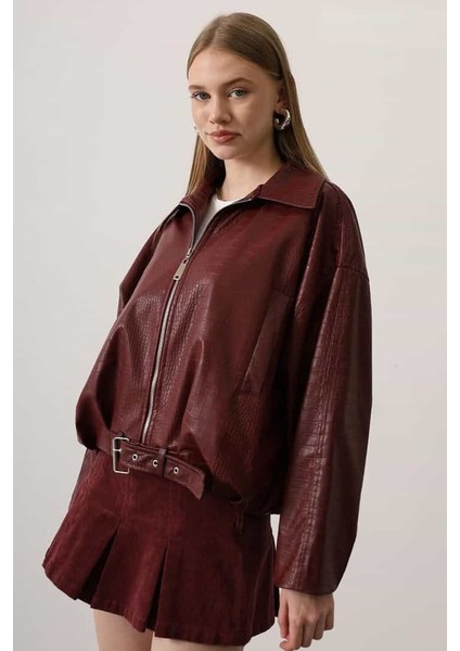 Kemer Detaylı Suni Deri Bomber Ceket fiyatları