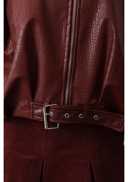 Kemer Detaylı Suni Deri Bomber Ceket indirimleri