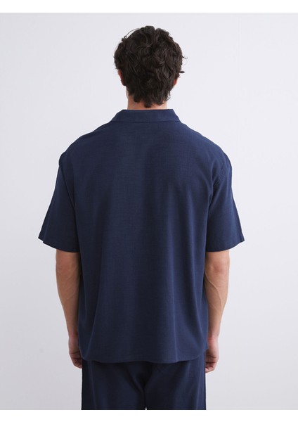 Yeni Sezon Rahat Kalıp Kısa Kollu Keten Görünümlü Erkek Gömlek fırsatları