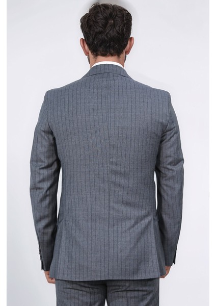 Slim Fit Mono Yaka Gri Yünlü Takım Elbise fırsatları