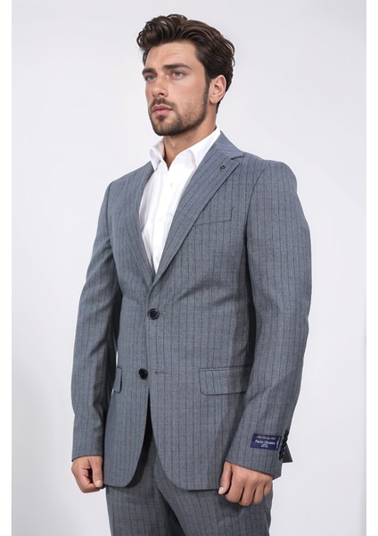 Slim Fit Mono Yaka Gri Yünlü Takım Elbise indirimleri