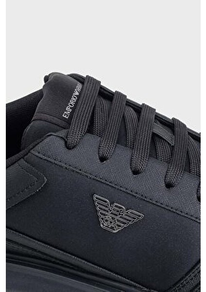 Erkek Rahat Taban Armani Kartal Logolu Lacivert Sneaker EM003666 AF19532-MB007 fırsatları