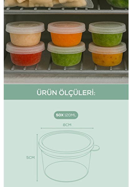 50’li Dondurucuya Uygun Saklama Kabı – 120 ml Ilik, Tavuk Suyu, Sos Saklama Kabı indirimleri