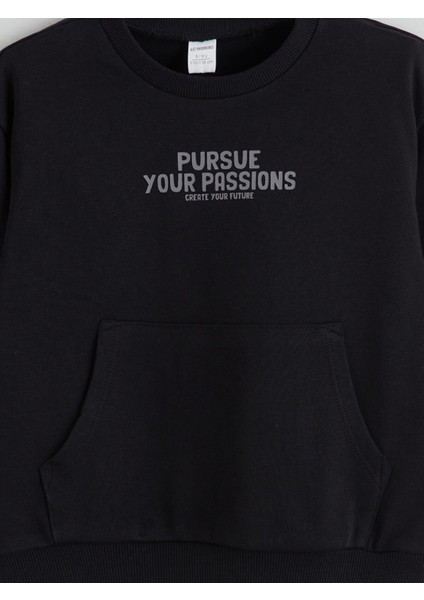 Yeni Sezon Kapüşonlu Uzun Kollu Basic Erkek Bebek Sweatshirt ve Eşofman Alt 2'li Takım indirimleri