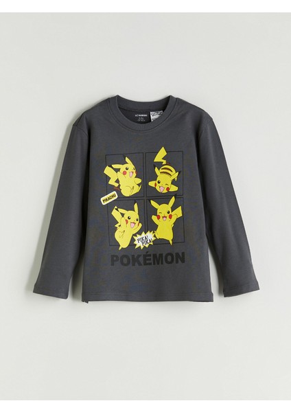 Yeni Sezon Bisiklet Yaka Pikachu Baskılı Erkek Çocuk Tişört 2'li fiyatları