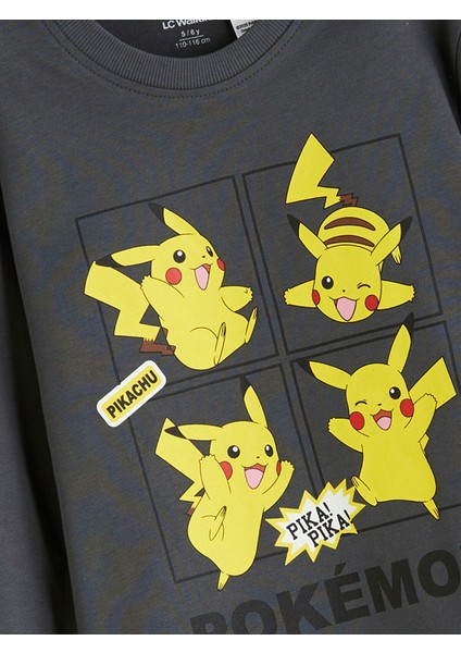 Yeni Sezon Bisiklet Yaka Pikachu Baskılı Erkek Çocuk Tişört 2'li modelleri