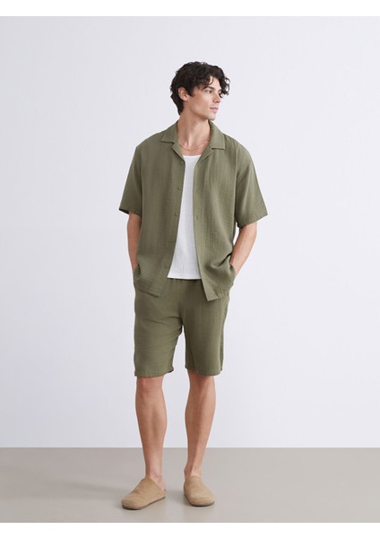 Yeni Sezon Rahat Kalıp Müslin Erkek Şort