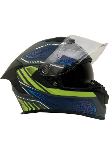 Gp My Helmet MKS001-RGBY Yarış Spoiler Güneş Vizörlü Şeffaf Full Face Motosiklet kaskı M modelleri