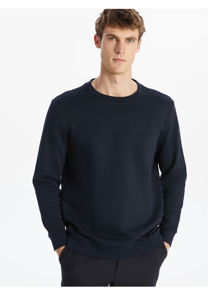 Yeni Sezon Bisiklet Yaka Baskılı Erkek Sweatshirt