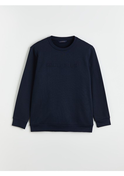 Yeni Sezon Bisiklet Yaka Baskılı Erkek Sweatshirt indirimleri