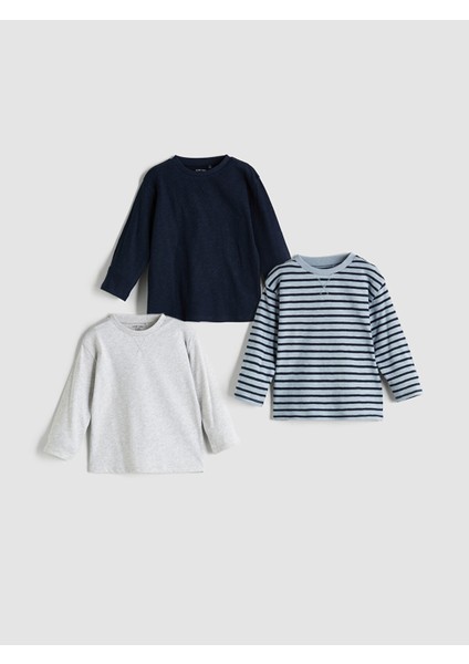 Yeni Sezon Bisiklet Yaka Erkek Bebek Tişört 3'lü