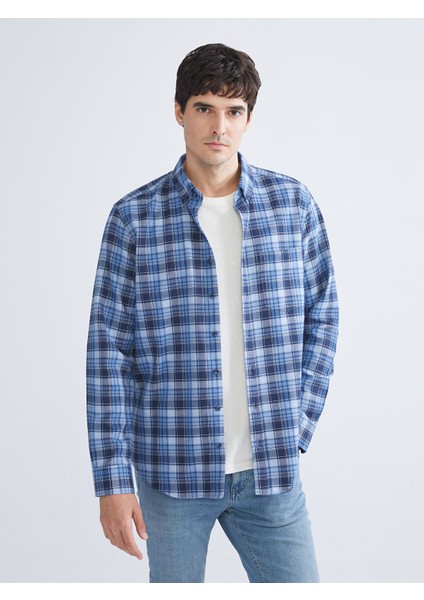 Yeni Sezon Regular Fit Uzun Kollu Ekose Gabardin Erkek Gömlek