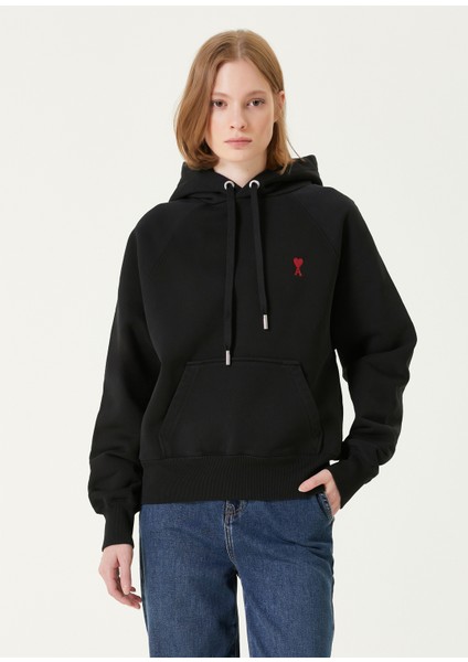 Siyah Kapüşonlu Sweatshirt