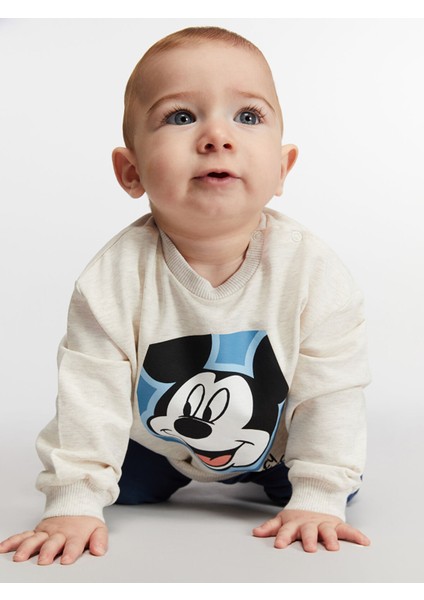 Yeni Sezon Mickey Mouse Baskılı Erkek Bebek Sweatshirt ve Eşofman Alt 2'li fiyatları