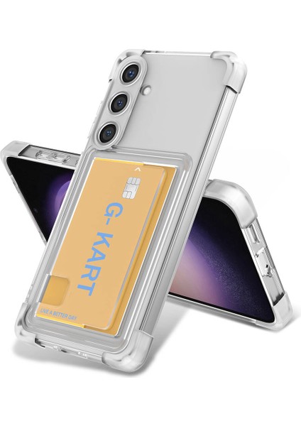 Galaxy S24 Kılıf Airbag Tasarımlı Şeffaf Kartlıklı N7TH G-Kart Kapak-Renksiz