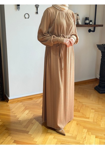 Camel Saç Örgü Desen Örme Elbise 9938 fırsatları