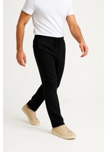 Erkek Keten Pantolon – Cepli, Beli Lastikli ve Bağcıklı, Nefes Alan Rahat Kalıp, Yazlık ve Baharlık Günlük Giyim, Şık & Konforlu Boru Paça Model - Siyah modelleri