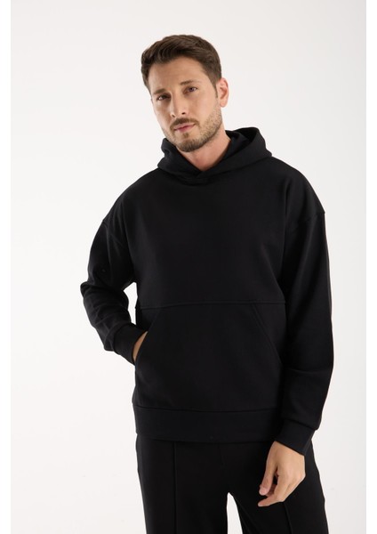 %100 Pamuk Premium Kalite Oversize Kapüşonlu Sweatshirt - Kanguru Cepli Hoodie
