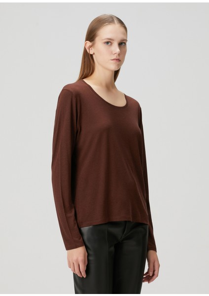 Ava Kahverengi Uzun Kollu T-Shirt
