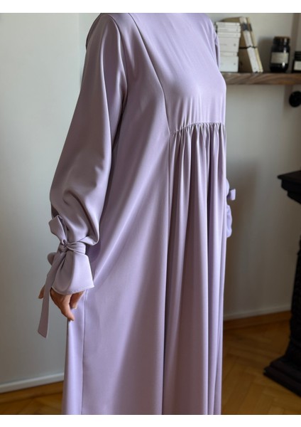 Lila Kol Bağlamalı Oversize Elbise 1001