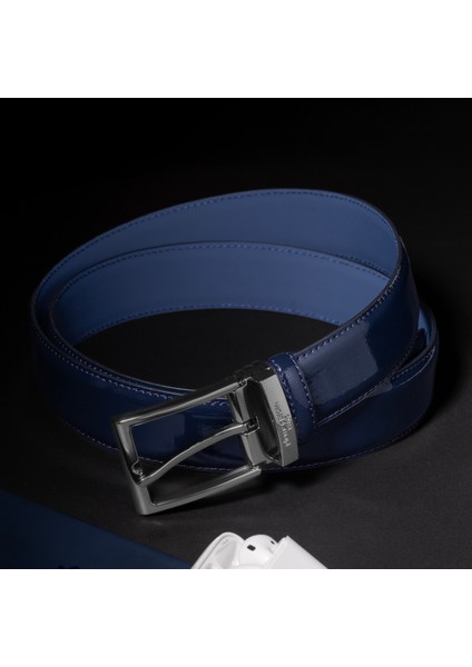 Lacivert Rugan Deri Erkek Kemeri (En 3,5 Cm) PC2209RLR8 indirimleri