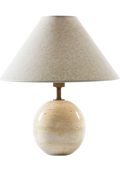 Round Açık Bej Traverten Abajur