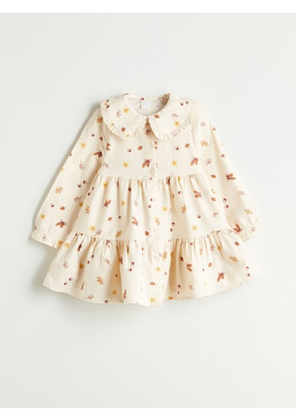 Yeni Sezon Çiçekli Fırfırlı Kız Bebek Elbise