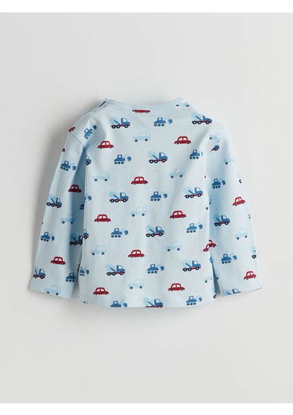 Yeni Sezon Bisiklet Yaka Baskılı Erkek Bebek Pijama Takımı modelleri