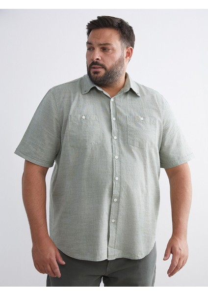 Yeni Sezon Büyük Beden Regular Fit Kısa Kollu Erkek Gömlek