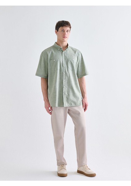 Yeni Sezon Büyük Beden Regular Fit Kısa Kollu Erkek Gömlek fırsatları